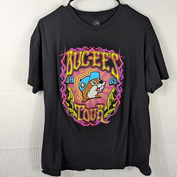 Buc-ee’s Tour T-Shirt Men’s L Black 1982-2021 Psychedelic Graphic Roadtrip Tee - Picture 1 of 5